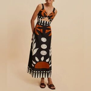 Commense Black and Orange Midi Dress